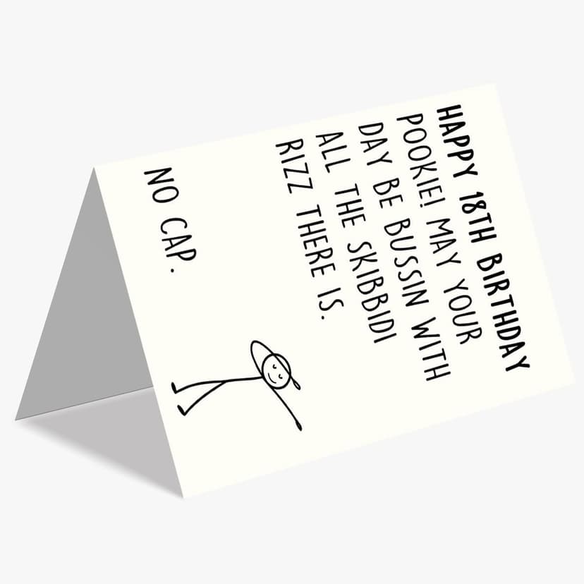 IDU 18th Birthday Card,Happy 18th Birthday Gifts & Decorations for Boys Girls,Funny 18 Year Old Birthday Gifts Cards for Son Daughter with Gen Z Slang Meme-Inspired Design