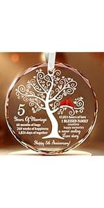 25th Wedding Anniversary Glass Ornament – Silver Wedding for Parents, Couple, Wife, or Husband – Unique 25 Years Marriage Christmas Decoration Keepsake