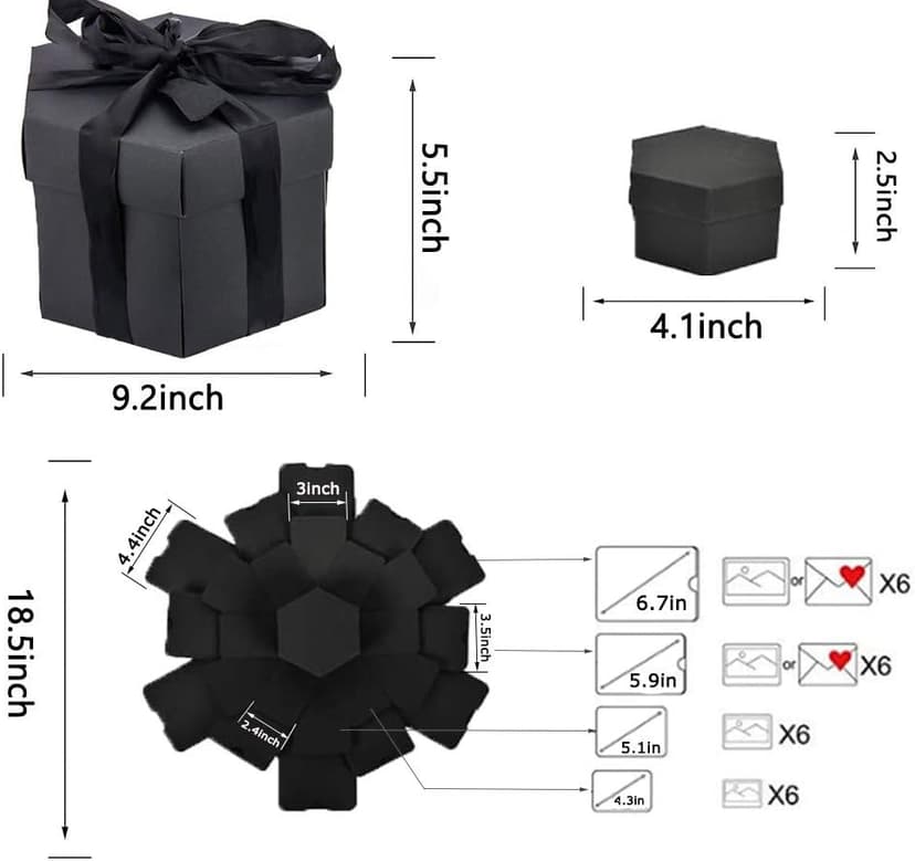 Explosion DIY Gift Set, Exploding Love Box for Couples, Sentimental Gift for Wedding, Birthday Party, Boyfriend, Girlfriend, Scrapbook Style Photo Album, Memory Box