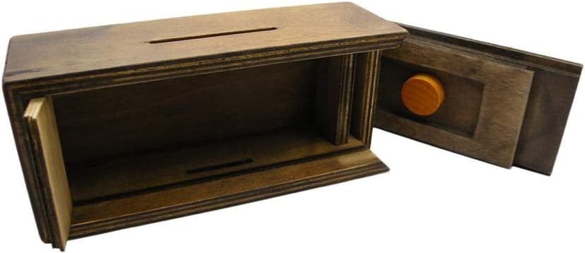 Puzzle Box Enigma Secret Discovery - Money and Gift Card Holder in a Wooden Magic Trick Lock with Hidden Compartment Piggy Bank Brain Teaser Game
