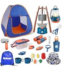 Meland Kids Camping Set with Tent - Toddler Toys for Boys with Campfire, Camping Toys for Kids Indoor Outdoor Pretend Play, Gift Idea for Boys Age 3,4,5,6 Year Old Birthday Christmas (Green)