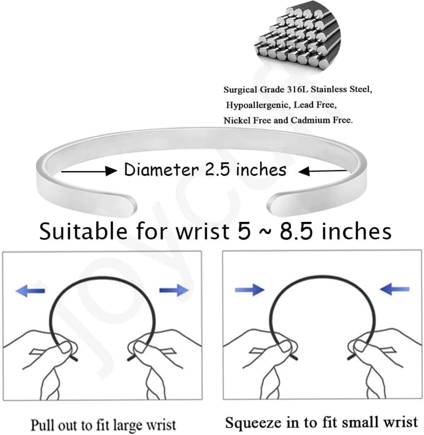 JoycuFF Bracelets for Women Personalized Inspirational Jewelry Mantra Cuff Bangle Friend Encouragement Gift for Her