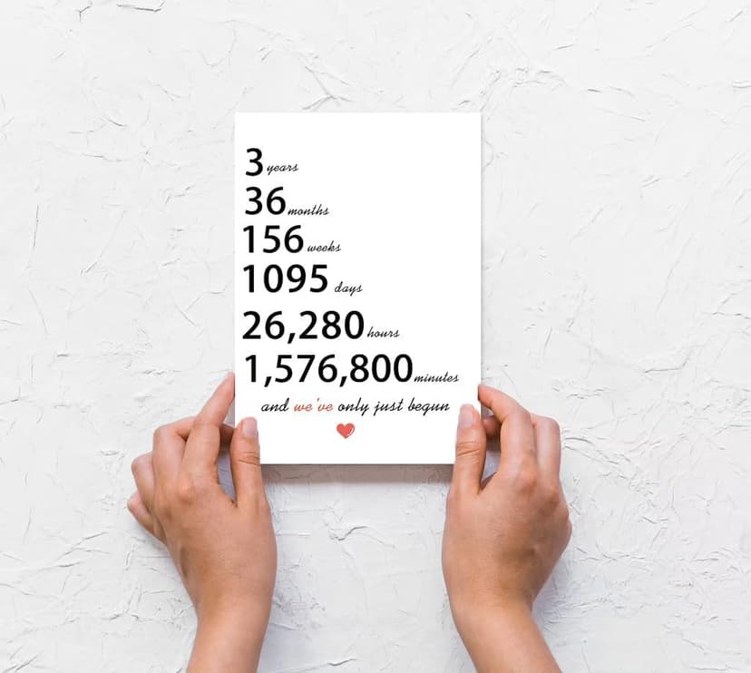 Lovely 3rd Anniversary Card Gifts for Husband Wife, Happy 3 Year Gifts for Anniversary for Boyfriends Girlfriends, Surprise 3 Years Marriage Gift for Couple, Sweet 3 Wedding Years Anniversary Card for