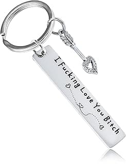 Best Friend Keychain for Women, Stainless Steel Key Chain Engrave I Fking Love You Bith Birthday Christmas Friendship Gift for Bestie Best Friends Female Bff