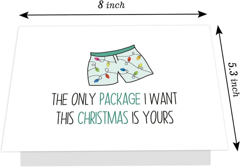Funny Christmas Cards with Envelopes, Naughty Christmas Gifts for Boyfriend Husband Men, Unique Christmas Gift ideas for Him, Cute Merry Christmas Card Gifts from Wife Girlfriend