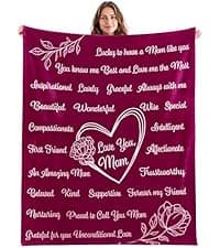 Joiedomi Birthday Gifts for Mom Soft Flannel Mom Blanket for Women Wife Grandma Mothers Day Anniversary Present from Daughter Son 50" x 60" Ivory White