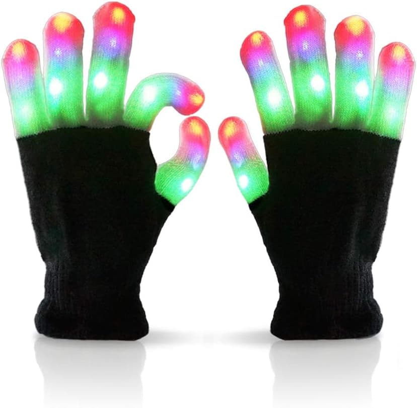 Luwint LED Light Up Rave Gloves for Adults & Teens, Flashing Party Accessories Gift Ideas​ for Halloween Christmas Dance