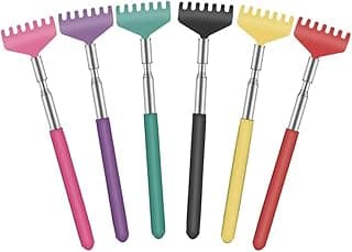 6 Pack Extendable Back Scratcher - Portable Telescoping Metal Back Scratchers/Hand Massager with Soft Rubber Handles for Thanksgiving, Birthday, Christmas Gifts