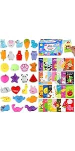 80Pcs Party Favors for Kids 4-8, Kawaii Squishies Mochi Squishy Toy Bulk Fidget Sensory Toys Birthday Gifts for Boys Girls Goodie Bag Christmas Stocking Stuffers Treasure Box Classroom Prizes