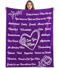 Joiedomi Birthday Gifts for Mom Soft Flannel Mom Blanket for Women Wife Grandma Mothers Day Anniversary Present from Daughter Son 50" x 60" Ivory White