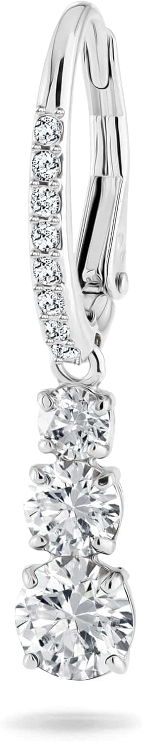 Swarovski Stilla Attract Trilogy Drop Pierced Earrings with White Crystals on a Rhodium Plated Setting with Hinged Closure