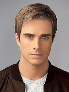 Grit Wig Color M280S - HIM Mens Wigs 2.5" Short Layers Precisely Tight Cut Heat Friendly Synthetic Lace Front Monofilament Top Haircut Avg-Large Cap Size Bundle Travel Kit, MaxWigs Hairloss Booklet