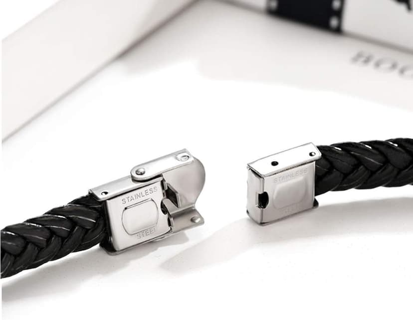 EDSG Mens Bracelet Personalized Custom Bracelets for Men Leather Engraved Bracelet Gift for Boyfriend Husband Dad Bestman Gift for Valentines Day Christmas, Birthday, Wedding, Anniversary, Father's Day