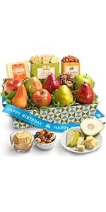 A Gift Inside Classic Fresh Fruit Basket Gift with Crackers, Cheese and Nuts for Holiday, Thank You, Birthday, Get Well, Anniversary, Corporate