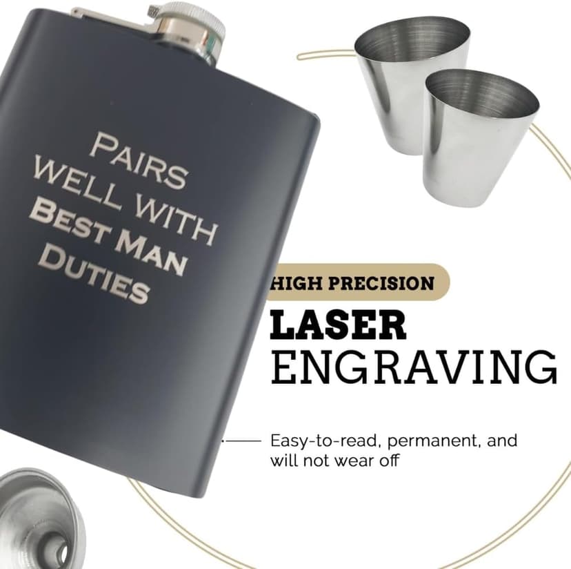 Groomsmen Proposal Gift, Groomsman Gifts, Best Man Gifts from Groom, Groomsmen Flask, Bestman Gift from Groom, Best Man Proposal, Flasks for Liquor Pairs Well with (Best Man Duties)