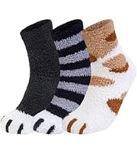 Loritta 3 Pairs Womens Fuzzy Socks Winter Warm Fluffy Soft Slipper Home Sleeping Cute Animal Socks