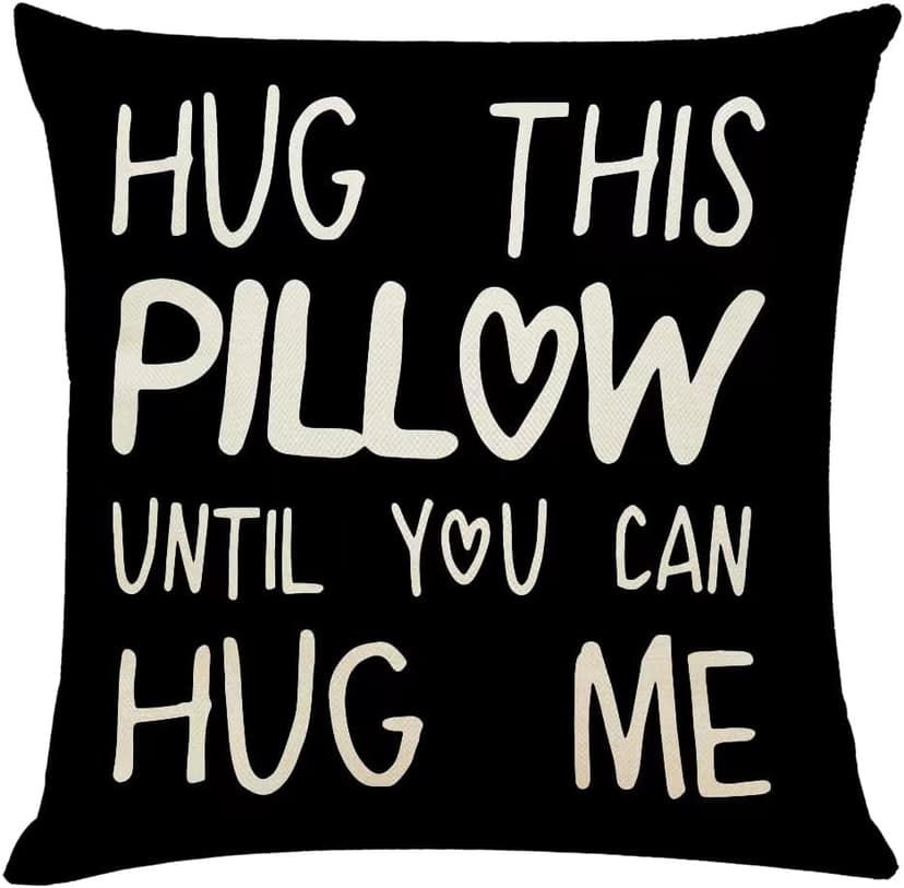 Lover Couple Sweetheart Present Sweet Sayings Hug This Pillow Until You Can Hug Me ,Decorative Throw Pillow Case 18x18 Inches, Boyfriend Girlfriend Birthday Gifts，Valentine's Day Gifts