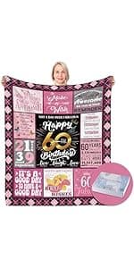 50 Birthday Gifts for Women, 50th Birthday Blanket with Gift Box, 50th Birthday Decorations Gift Ideas for Her, 50 Year Old Gifts for Women Turning 50 and Fabulous