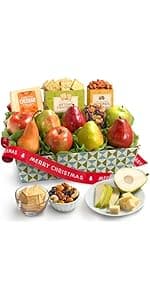A Gift Inside Classic Fresh Fruit Basket Gift with Crackers, Cheese and Nuts for Holiday, Thank You, Birthday, Get Well, Anniversary, Corporate