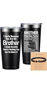 Grifarny Brother in Law Gifts - Brothers in Laws Christmas Gifts - Fathers Day, Birthday Gift for Brother in Law - I Smile Because You're My Brotherinlaw Tumbler Cup 20oz