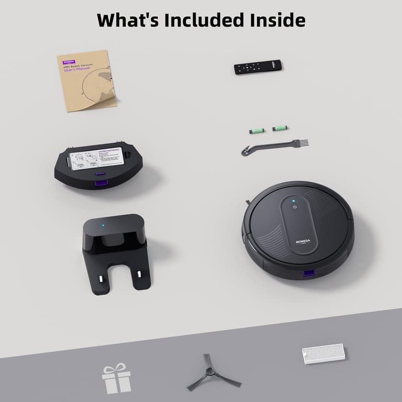 MONSGA Robot Vacuum Cleaner, 4000Pa Powerful Suction Robotic Vacuum, 3.2" Super-Slim, 140Min Runtime, Vacuum Robot for Hard Floor/Low Pile Carpet/Pet Hair, Remote/App/Voice Control, Schedule Clean