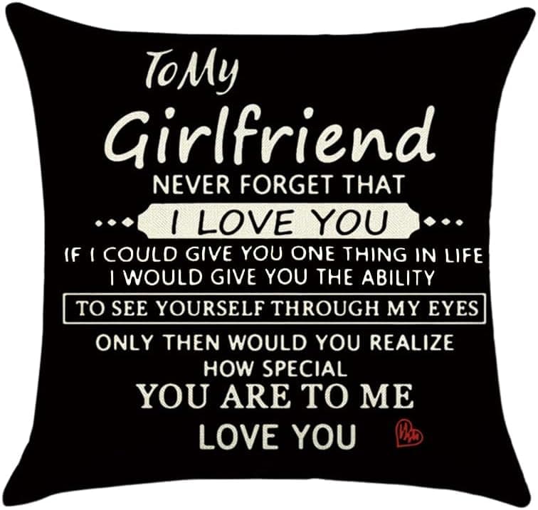 Girlfriend Valentines Day Gifts for Her Gf Girlfriend I Love You Pillow Case Gifts for Her Girlfriend Anniversary Birthday Gifts for Gf Girlfriend Black Pillowcase for Women Gf 18x18 Pillow Cover Gift