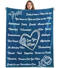 Joiedomi Birthday Gifts for Mom Soft Flannel Mom Blanket for Women Wife Grandma Mothers Day Anniversary Present from Daughter Son 50" x 60" Ivory White