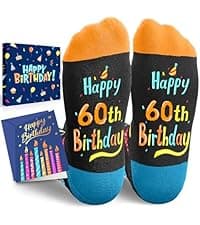 HAPPYPOP Birthday Gifts for Mom Dad - Ideal Socks for Seniors in 50s with Greeting Card