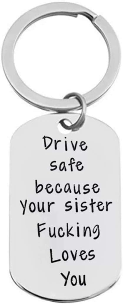 CINDYHE Drive Safe I Love You Keychain for Brother Sister Best friend Keychain Gift