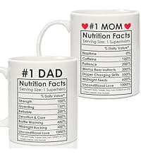 Breezy Valley Best Mom Dad Gift Set, Mom and Dad Coffee Mugs, Christmas Gifts for Parents Birthday Gifts from daughter Son, Anniversary Present for Parents