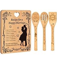 Recipe for a Best Friend Gift Set, Bamboo Cutting Board with Engraved Utensils, Unique Kitchen Gifts for Women, Bestie Gifts for Birthday, Christmas, Housewarming, Graduation, Long Distance Friendship