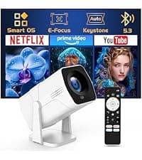 TMY Mini Projector, Upgraded Bluetooth Projector with Screen, 1080P Full HD Portable Projector, Movie Projector Compatible with TV Stick Smartphone/HDMI/USB, indoor & outdoor use