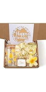 Birthday Gifts for Women, Teen Girl Gifts, Birthday Gifts for Her, Happy Bday Gift Box for Girl, Women, Sister, Daughter, Best Friend, Friendship, Cute Daisy Glass Cup Gifts Set 7PCS, 16oz, Beige