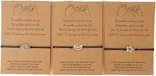 ZAHSY BFF Friendship Bracelets Gift for 3 Sun Moon Star Pinky Promise Bracelets Best Friend Christmas Birthday Gifts for Women Matching Bracelet for Sisters