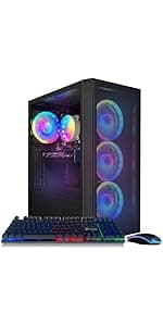 STGAubron Gaming PC Desktop Computer, Intel Core I7 up to 3.9 GHz, Radeon RX 580 8G, 16G RAM, 512G SSD, WiFi, Bluetooth 5.0, RGB Fan x6, RGB BT Sound Bar, Windows 10 Home
