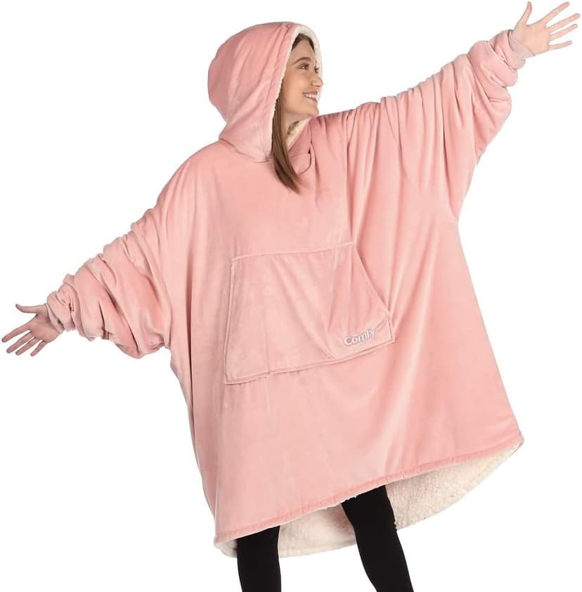 THE COMFY Original | Sherpa Lined Microfiber Fleece Wearable Blanket, Oversized Design with Hood and Pocket from Shark Tank