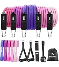 WHATAFIT Resistance Bands, Exercise Bands，Resistance Bands for Working Out, Work Out Bands with Handles for Men and Women Fitness, Strength Training Home Gym Equipment