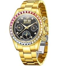 OLEVS Men Automatic Watch Stainless Steel Skeleton Mechanical Date Calendar Luxury Classic Business Waterproof Luminous Wrist Watches