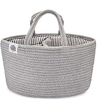 Parker Baby Diaper Caddy - Nursery Storage Bin and Car Organizer for Diapers and Baby Wipes - Oatmeal, Regular