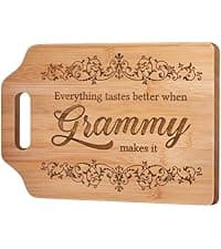 AceThrills Grandma Gifts for Grandma Birthday Gifts from Grandkids for Christmas, Mother's Day - Engraved Bamboo Cutting Board 12.3"L x 8.7"W x 0.4"Th (Everything Tastes Better)