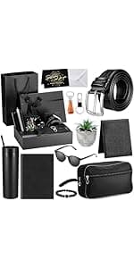 Skylety 13 Pcs Birthday Gifts Baskets for Men Gift for Men Birthday Gift Box 16 oz Tumblers Wallet Toiletry Bag Belt Sock Bottle Opener Bracelet Glasses Keychain for Dad Boyfriend Husband