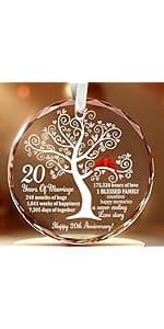 25th Wedding Anniversary Glass Ornament – Silver Wedding for Parents, Couple, Wife, or Husband – Unique 25 Years Marriage Christmas Decoration Keepsake