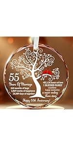 25th Wedding Anniversary Glass Ornament – Silver Wedding for Parents, Couple, Wife, or Husband – Unique 25 Years Marriage Christmas Decoration Keepsake