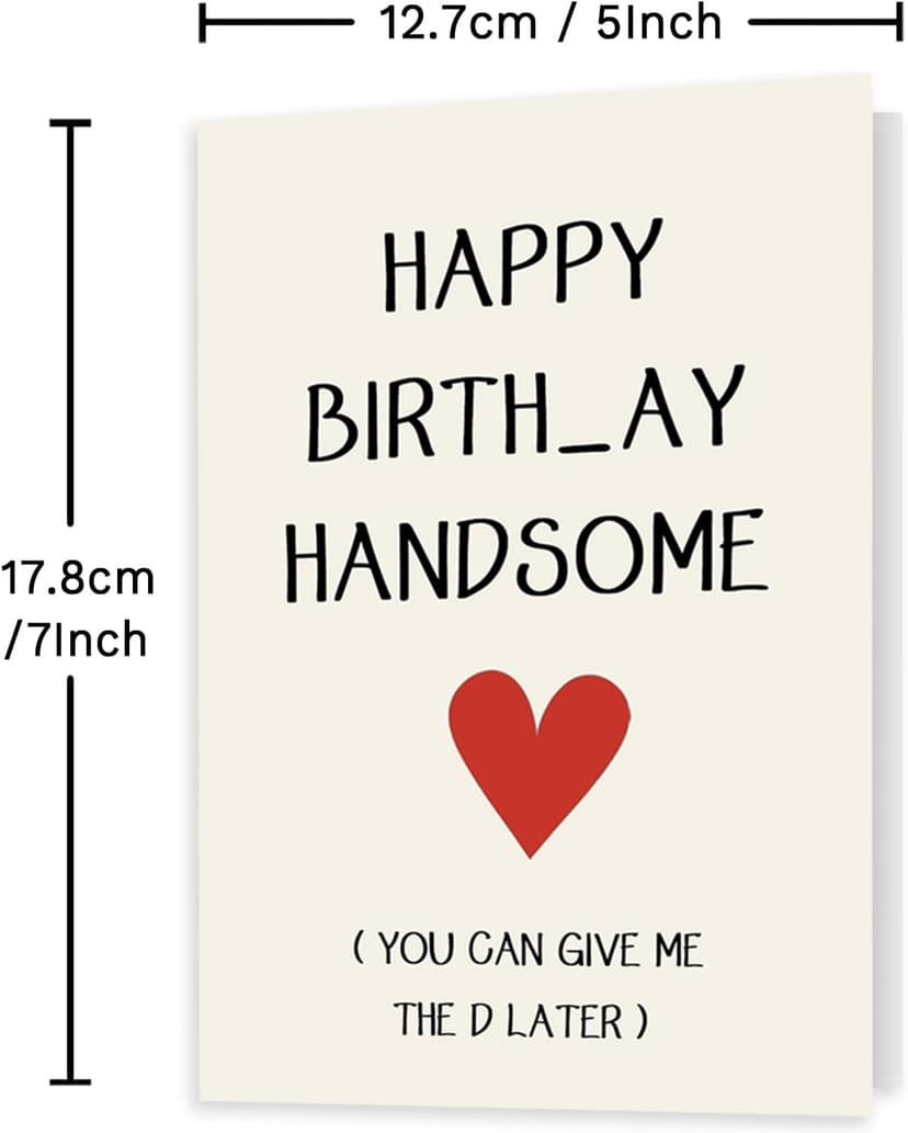 Funny Birthday Card for Men Husband Boyfriend Him, 5x7 Birthday Card with Envelope