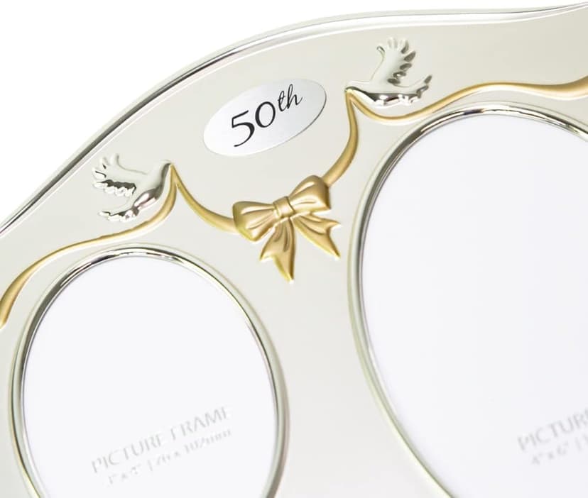 Haysom Interiors Traditional Two Tone Silver Plated 50th Golden Anniversary Double Picture Frame