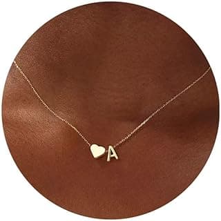 Turandoss Gold Heart Initial Necklace for Women Teen Girls - 18K Gold Plated Letter A-Z Pendant Necklace Dainty Heart Necklaces Tiny Initial Necklaces Birthday Gifts for Women Jewelry