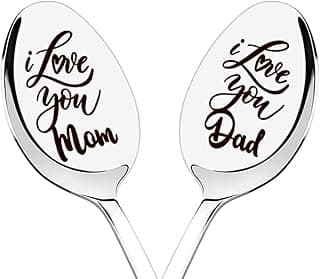 Parent Anniversary Birthday Gifts for Parents I Love Mom And Dad Coffee Spoons Gift for Mother Father Retirement Gifts for Women Men Mommy Daddy Christmas Gifts for Mom Dad from Daughter Son