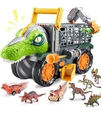 JOYIN 13 in 1 Dinosaur Toys for Kids 3-5, Dinosaur Truck with 12 Pull Back Cars, Birthday Gifts Toys for 3 4 5+ Year Old Boy, Transport Carrier Truck for Toddlers, Christmas Great Gifts for Grandkids