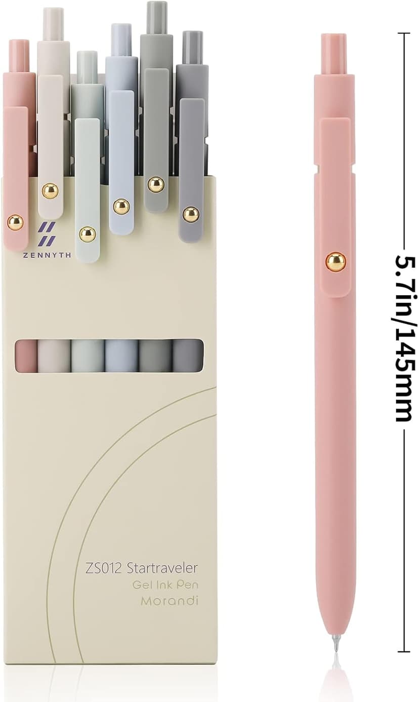 Ddaowanx Gel Pens, 6 Pcs 0.5mm Quick Dry Black Ink Pens Fine Point Smooth Writing Pens, Cute Office School Supplies Gifts for Women