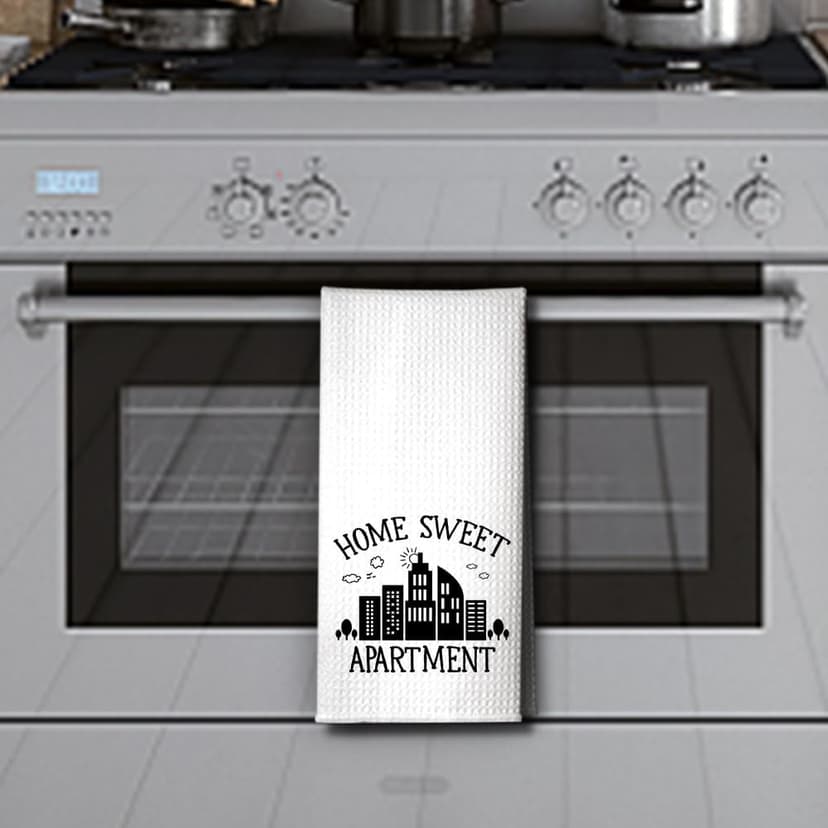 Hafhue Home Sweet Apartment Kitchen Towels, Funny Kitchen Towels, Microfiber White Towel, Sweet Housewarming Gifts, New Apartment Present, for Mom Aunt Neighbor